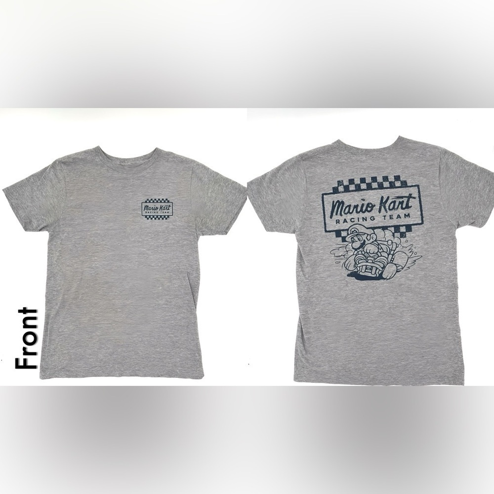 Mario Kart Racing Team Officially Licensed Nintendo Graphic Tee Gray Size Small